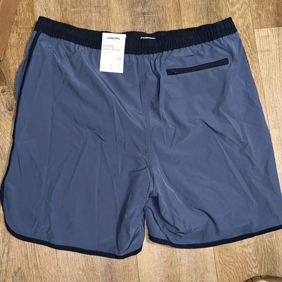 SONOMA Swim Trunks Men’s XL Blue Side pockets zippered back pocket drawstring - Picture 11 of 16